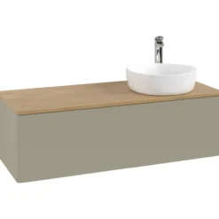 V&b antao servantskap 1 skuff glatt 1200x360x500 høyre m/kranhull stengrå/eik