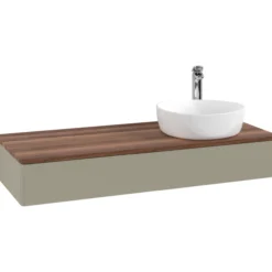 V&b antao servantskap 1 skuff glatt 1200x190x500 høyre m/kranhull stengrå/valnøtt
