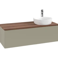 V&b antao servantskap 1 skuff glatt 1200x360x500 høyre m/kranhull stengrå/valnøtt
