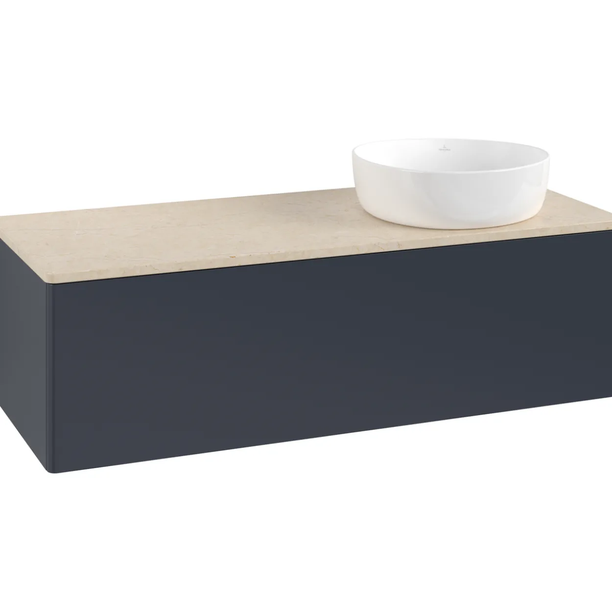 V&b antao servantskap 1 skuff glatt 1200x360x500 høyre u/kranhull blå/créme
