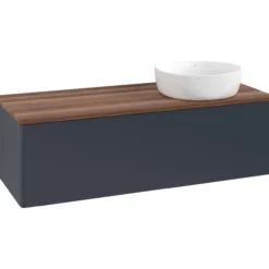 V&b antao servantskap 1 skuff glatt 1200x360x500 høyre u/kranhull blå/valnøtt