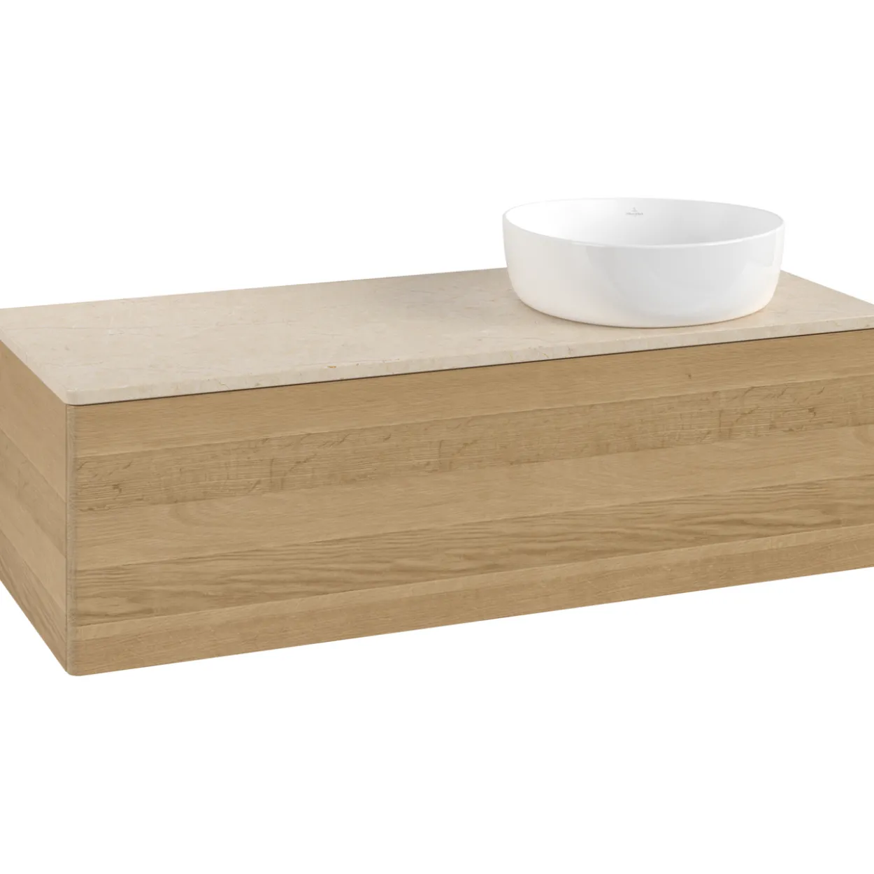 V&b antao servantskap 1 skuff glatt 1200x360x500 høyre u/kranhull eik/créme