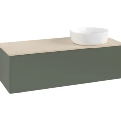 V&b antao servantskap 1 skuff glatt 1200x360x500 høyre u/kranhull grønn/créme