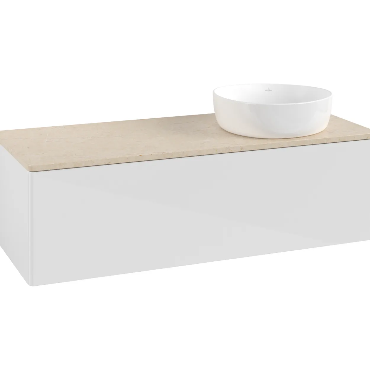V&b antao servantskap 1 skuff glatt 1200x360x500 høyre u/kranhull hvit/créme