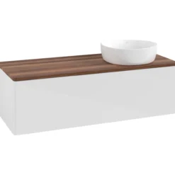 V&b antao servantskap 1 skuff glatt 1200x360x500 høyre u/kranhull hvit/valnøtt
