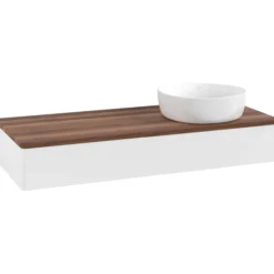 V&b antao servantskap 1 skuff glatt 1200x190x500 høyre u/kranhull matt hvit/valnøtt