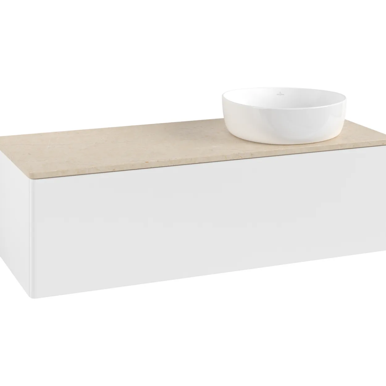V&b antao servantskap 1 skuff glatt 1200x360x500 høyre u/kranhull matt hvit/créme