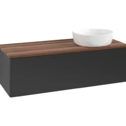 V&b antao servantskap 1 skuff glatt 1200x360x500 høyre u/kranhull matt sort/valnøtt