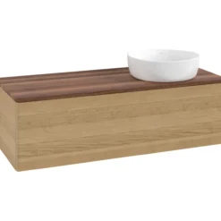 V&b antao servantskap 1 skuff glatt 1200x360x500 høyre u/kranhull m/lys eik/valnøtt