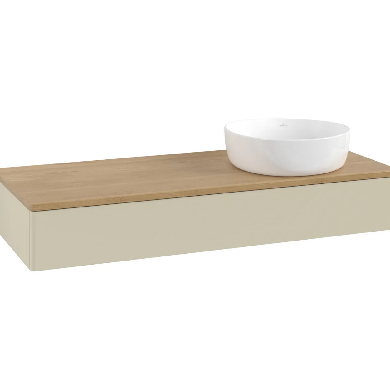 V&b antao servantskap 1 skuff glatt 1200x190x500 høyre u/kranhull silkegrå/eik