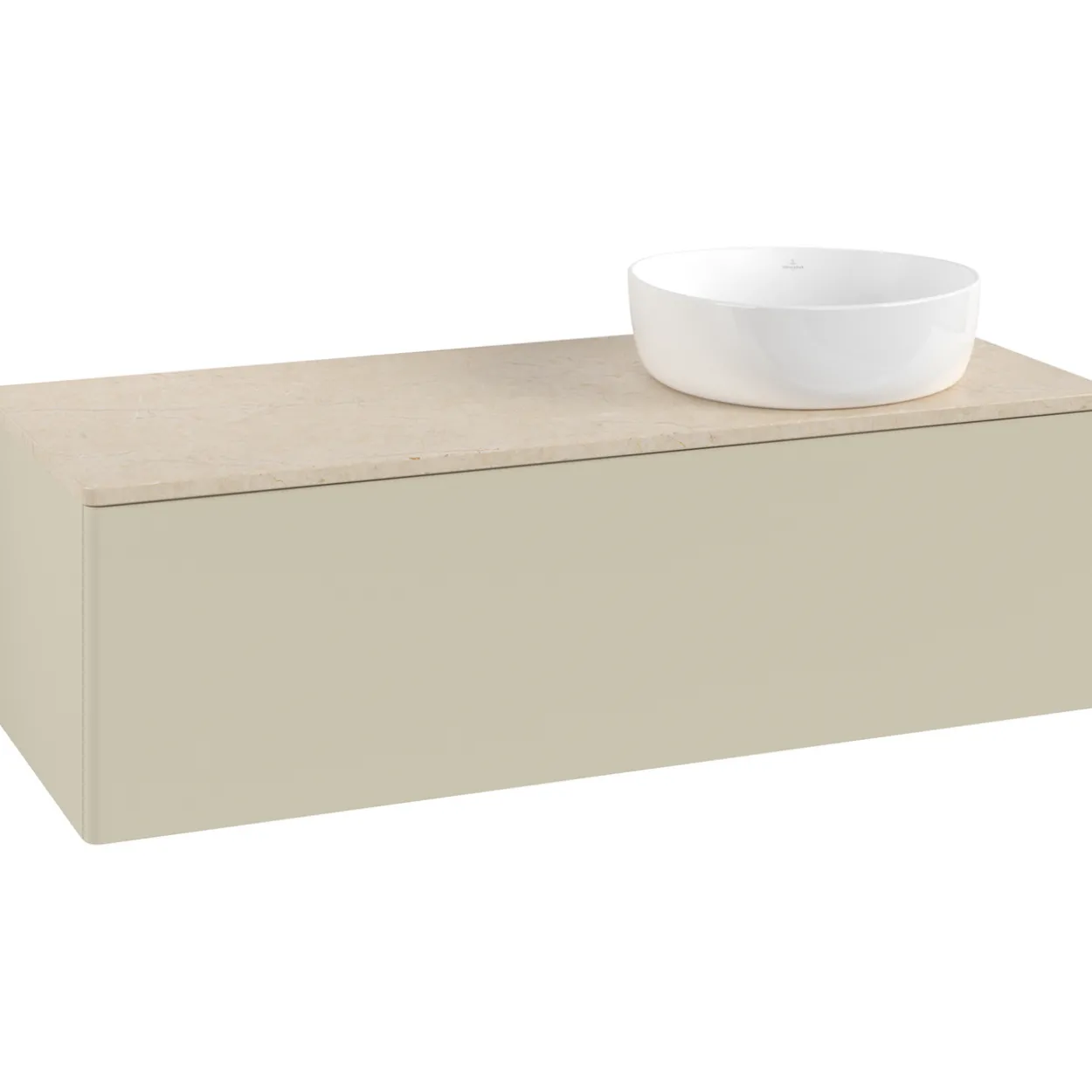 V&b antao servantskap 1 skuff glatt 1200x360x500 høyre u/kranhull silkegrå/créme