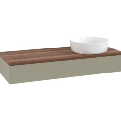V&b antao servantskap 1 skuff glatt 1200x190x500 høyre u/kranhull stengrå/valnøtt