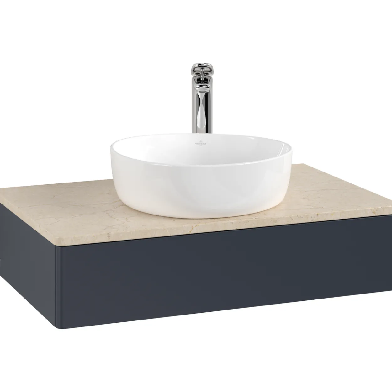 V&b antao servantskap 1 skuff glatt 800x190x500 m/kranhull blå/créme