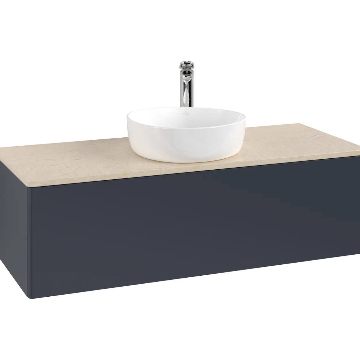 V&b antao servantskap 1 skuff glatt 1200x360x500 m/kranhull blå/créme