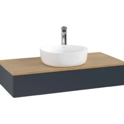 V&b antao servantskap 1 skuff glatt 1000x190x500 m/kranhull blå/eik