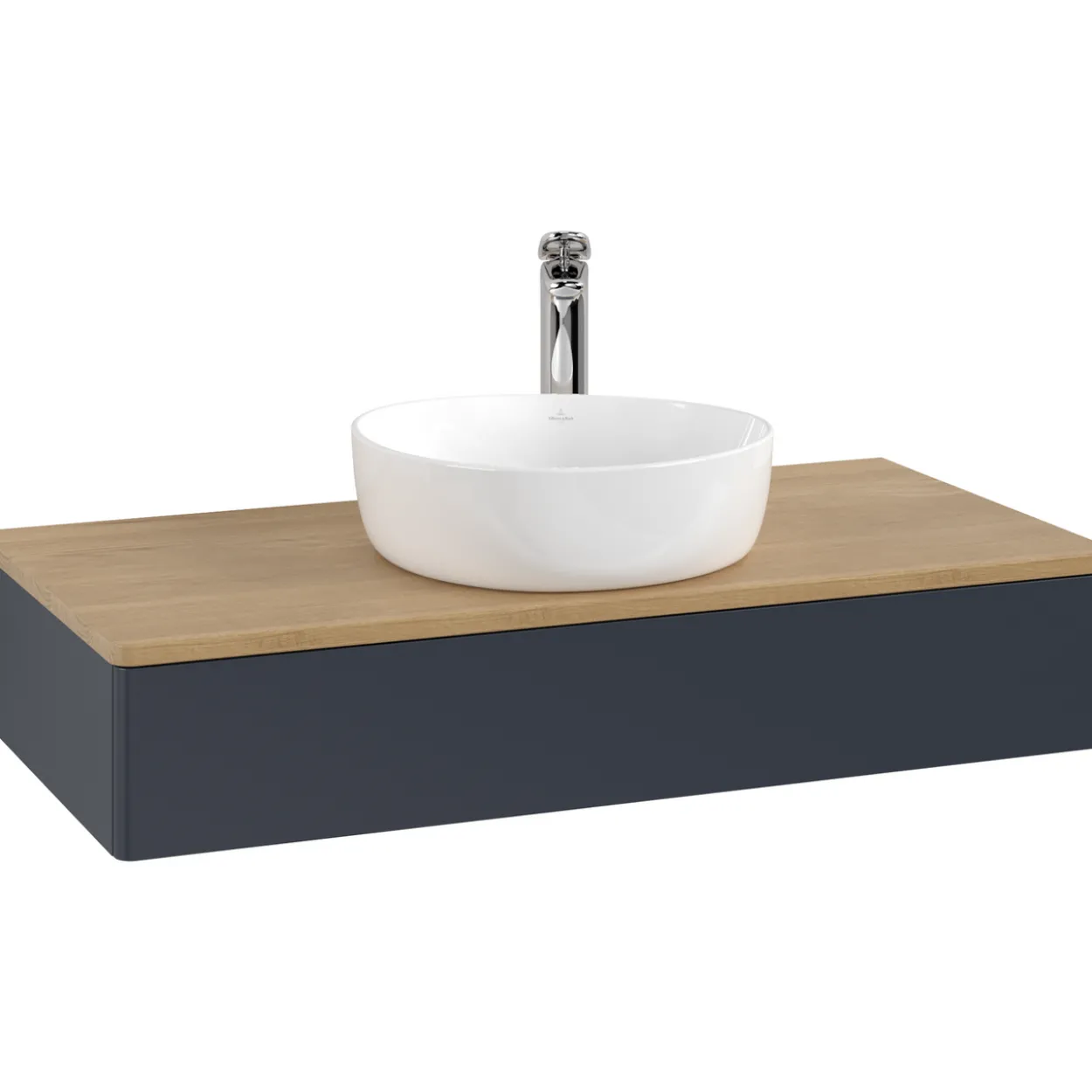 V&b antao servantskap 1 skuff glatt 1000x190x500 m/kranhull blå/eik