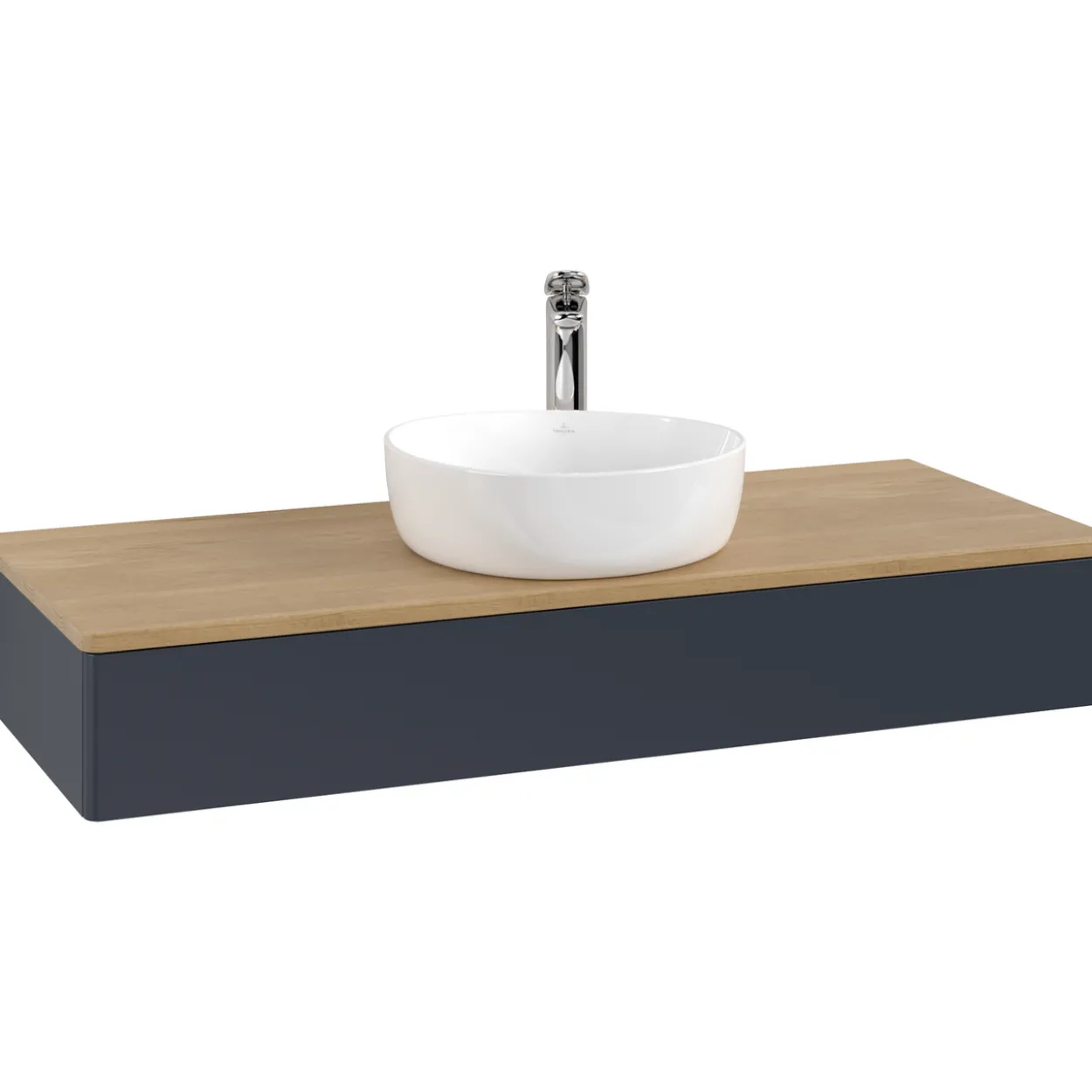 V&b antao servantskap 1 skuff glatt 1200x190x500 m/kranhull blå/eik