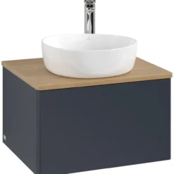 V&b antao servantskap 1 skuff glatt 600x360x500 m/kranhull blå/eik