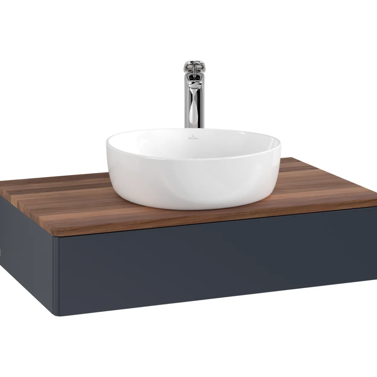 V&b antao servantskap 1 skuff glatt 800x190x500 m/kranhull blå/valnøtt
