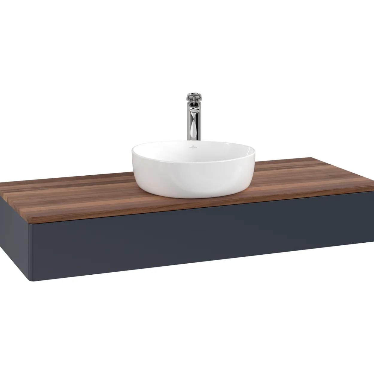 V&b antao servantskap 1 skuff glatt 1200x190x500 m/kranhull blå/valnøtt
