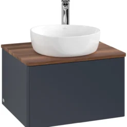 V&b antao servantskap 1 skuff glatt 600x360x500 m/kranhull blå/valnøtt