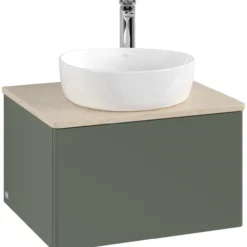 V&b antao servantskap 1 skuff glatt 600x360x500 m/kranhull grønn/créme