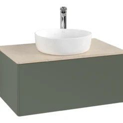 V&b antao servantskap 1 skuff glatt 800x360x500 m/kranhull grønn/créme