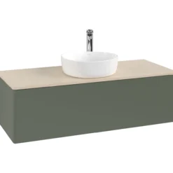 V&b antao servantskap 1 skuff glatt 1200x360x500 m/kranhull grønn/créme