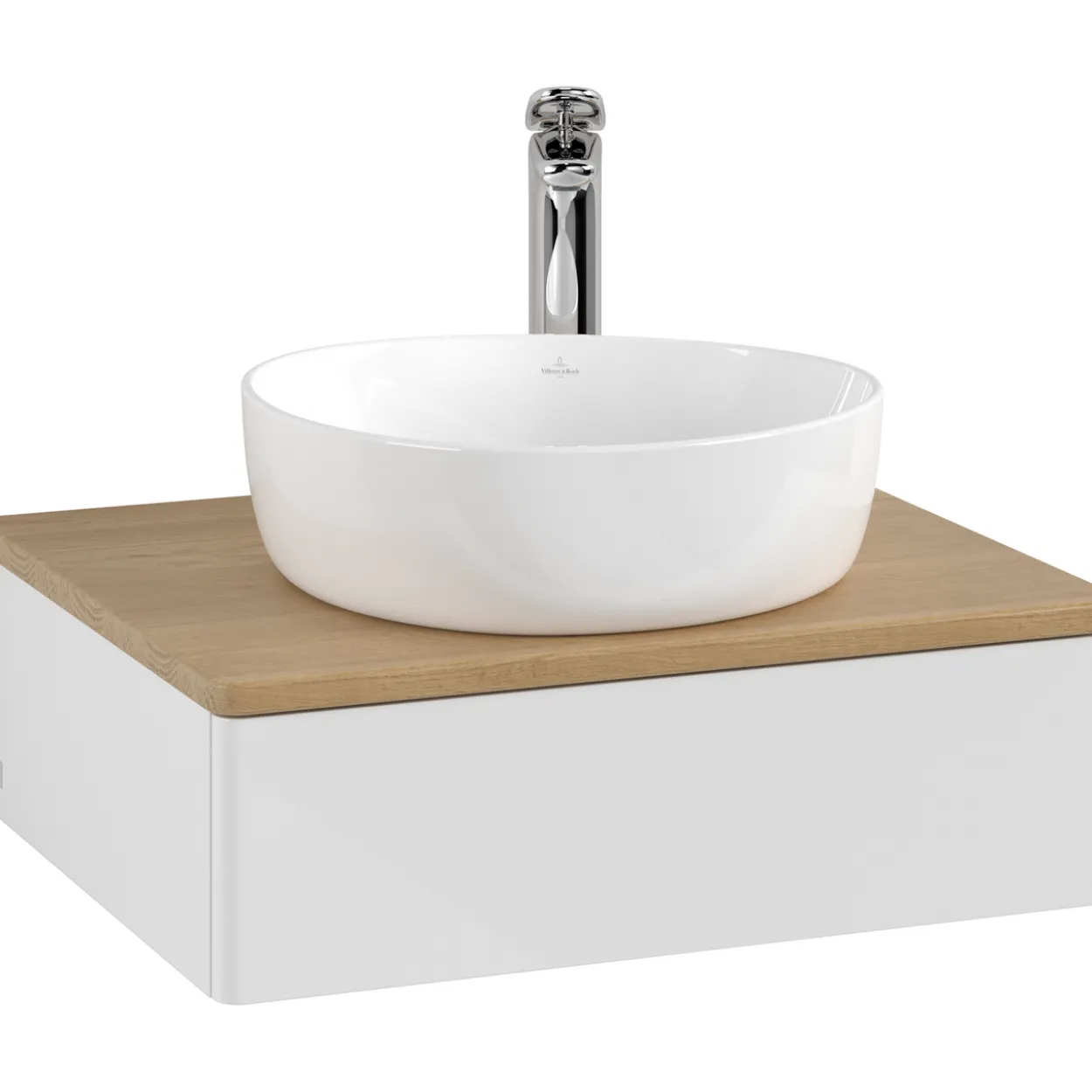 V&b antao servantskap 1 skuff glatt 600x190x500 m/kranhull m/lys hvit/eik