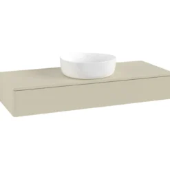 V&b antao servantskap 1 skuff glatt 1200x190x500 m/kranhull silkegrå