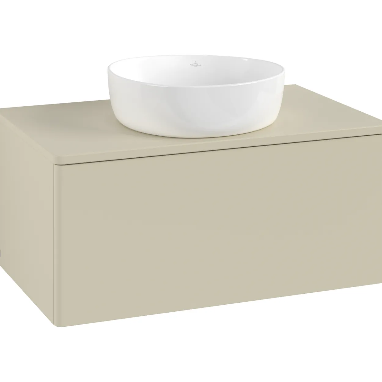 V&b antao servantskap 1 skuff glatt 800x360x500 m/kranhull silkegrå