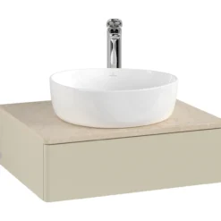 V&b antao servantskap 1 skuff glatt 600x190x500 m/kranhull silkegrå/créme