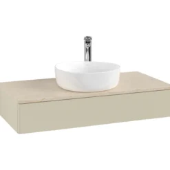 V&b antao servantskap 1 skuff glatt 1000x190x500 m/kranhull silkegrå/créme