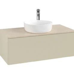 V&b antao servantskap 1 skuff glatt 1000x360x500 m/kranhull silkegrå/créme