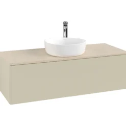 V&b antao servantskap 1 skuff glatt 1200x360x500 m/kranhull silkegrå/créme