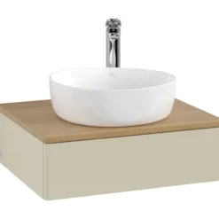 V&b antao servantskap 1 skuff glatt 600x190x500 m/kranhull silkegrå/eik