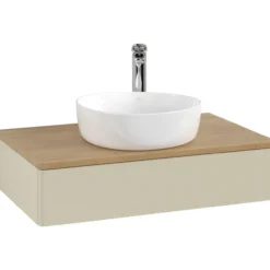 V&b antao servantskap 1 skuff glatt 800x190x500 m/kranhull silkegrå/eik