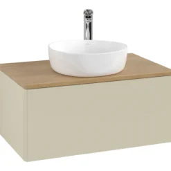 V&b antao servantskap 1 skuff glatt 800x360x500 m/kranhull silkegrå/eik