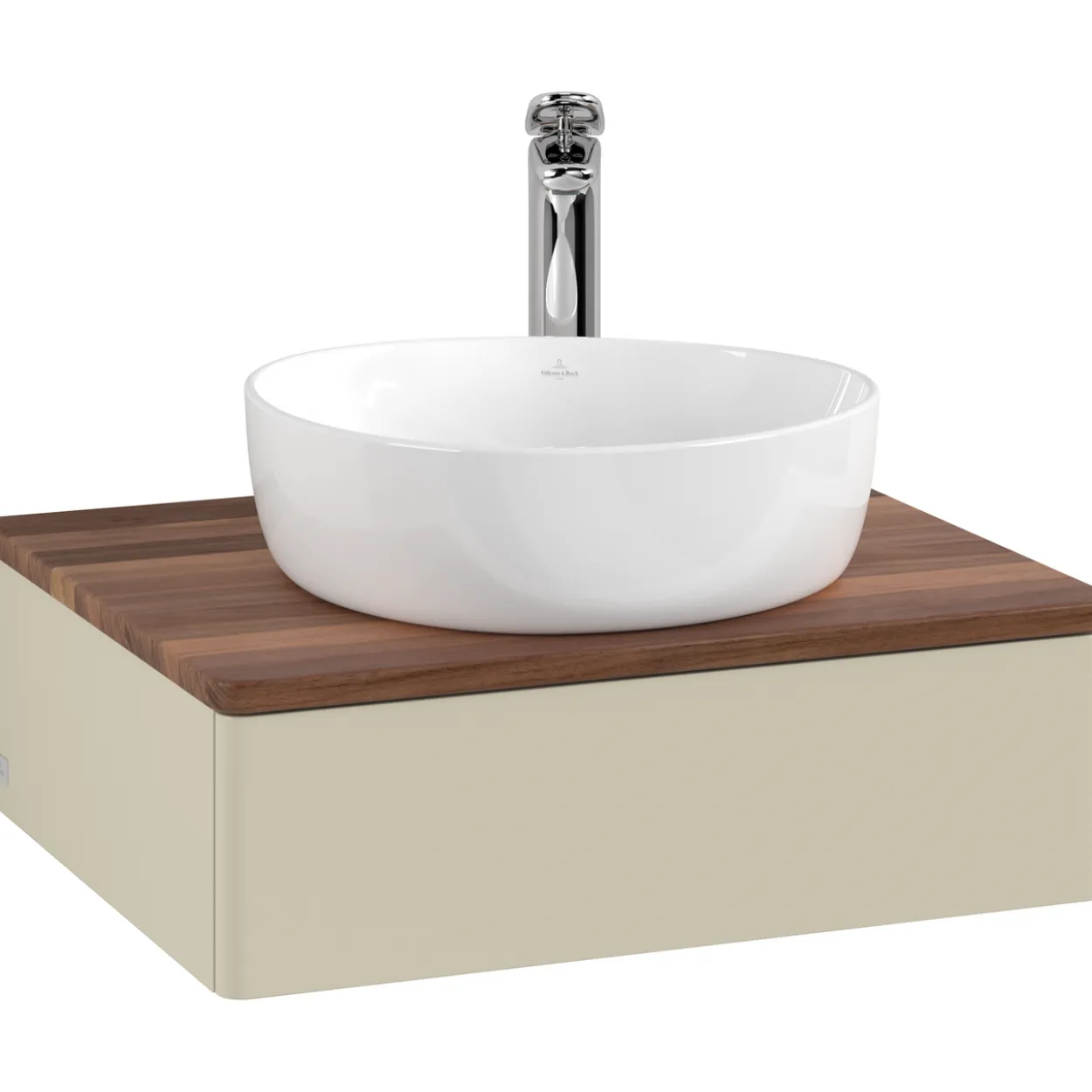 V&b antao servantskap 1 skuff glatt 600x190x500 m/kranhull silkegrå/valnøtt
