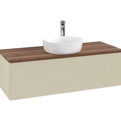 V&b antao servantskap 1 skuff glatt 1200x360x500 m/kranhull silkegrå/valnøtt