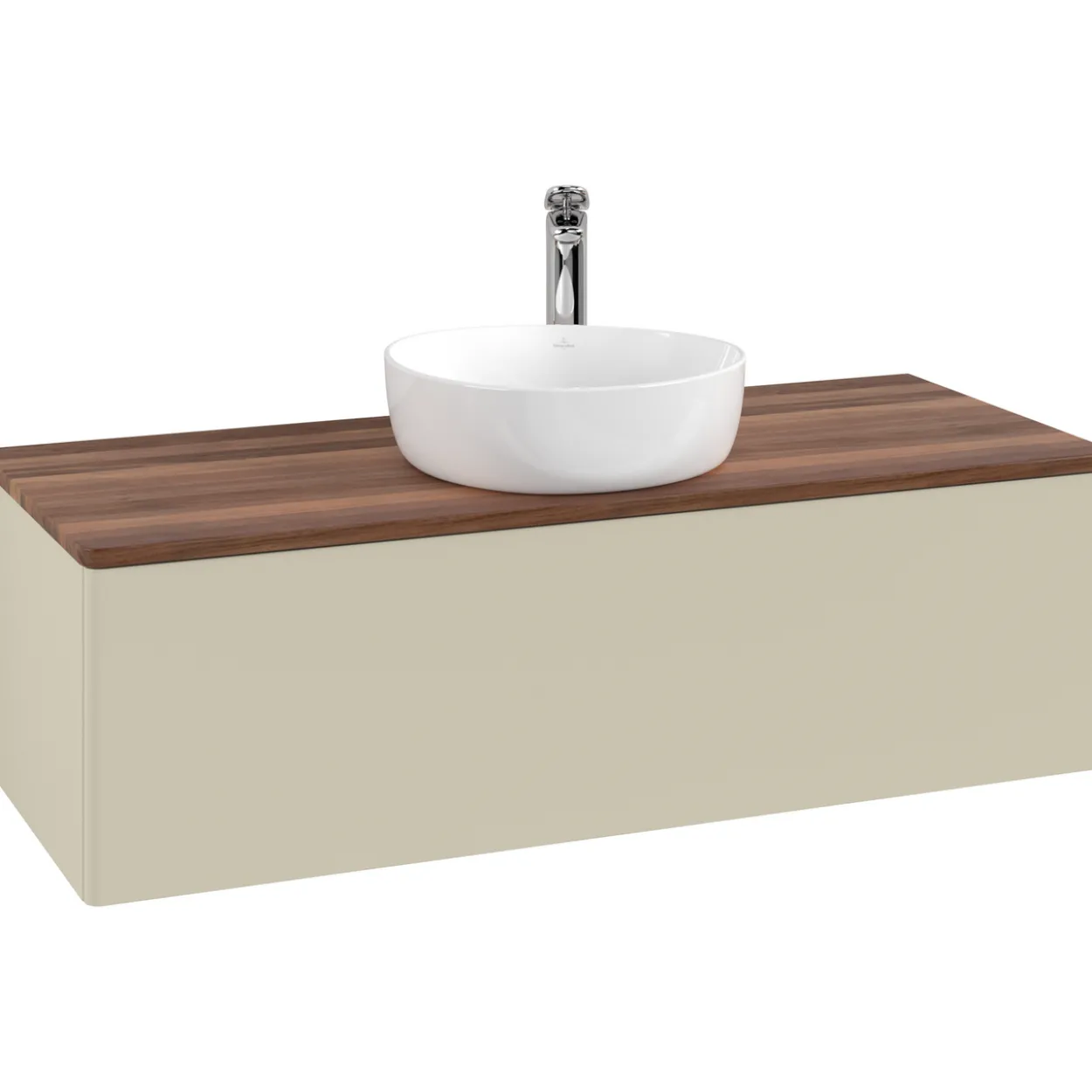 V&b antao servantskap 1 skuff glatt 1200x360x500 m/kranhull silkegrå/valnøtt