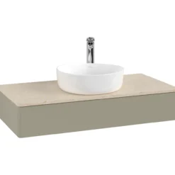 V&b antao servantskap 1 skuff glatt 1000x190x500 m/kranhull stengrå/créme
