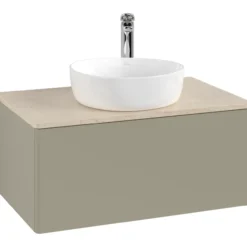 V&b antao servantskap 1 skuff glatt 800x360x500 m/kranhull stengrå/créme