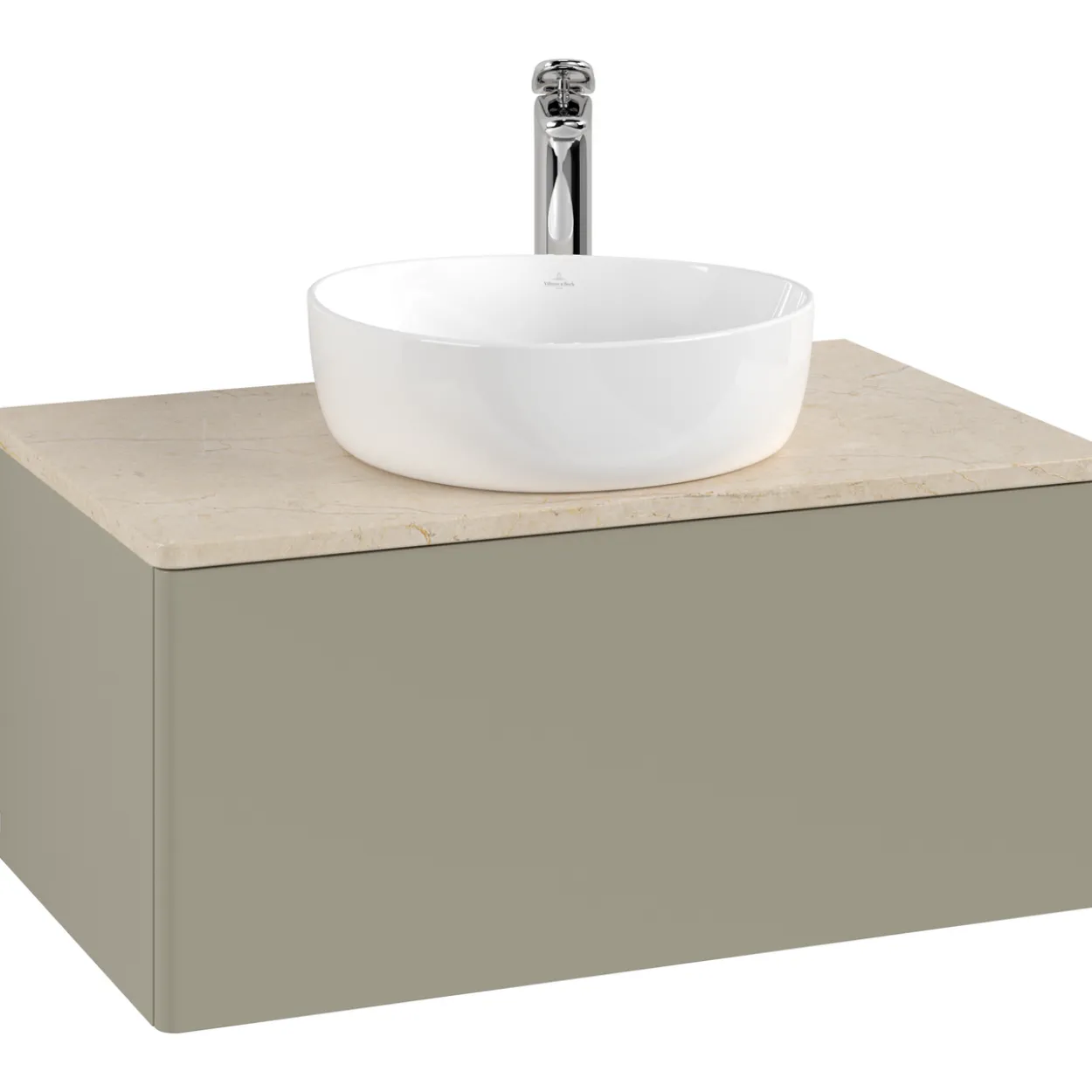 V&b antao servantskap 1 skuff glatt 800x360x500 m/kranhull stengrå/créme