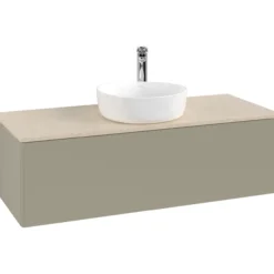 V&b antao servantskap 1 skuff glatt 1200x360x500 m/kranhull stengrå/créme