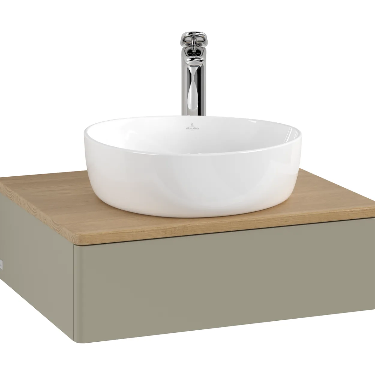 V&b antao servantskap 1 skuff glatt 600x190x500 m/kranhull stengrå/eik
