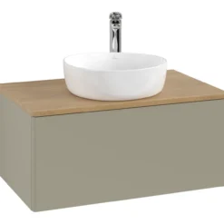 V&b antao servantskap 1 skuff glatt 800x360x500 m/kranhull stengrå/eik