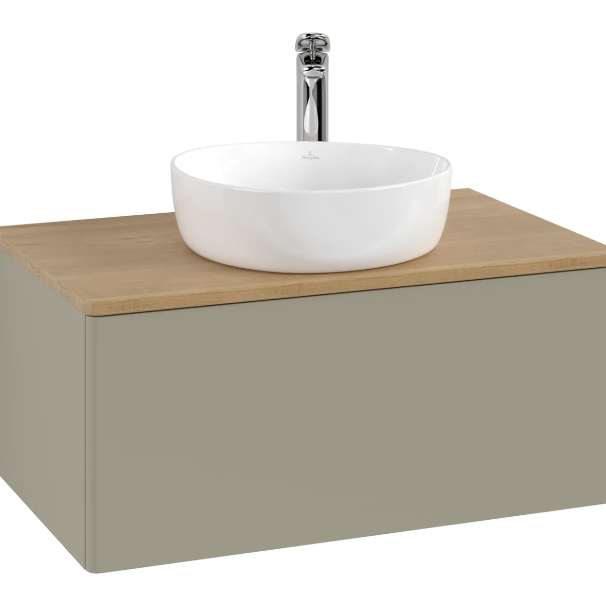 V&b antao servantskap 1 skuff glatt 800x360x500 m/kranhull stengrå/eik