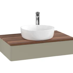 V&b antao servantskap 1 skuff glatt 800x190x500 m/kranhull stengrå/valnøtt