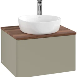 V&b antao servantskap 1 skuff glatt 600x360x500 m/kranhull stengrå/valnøtt